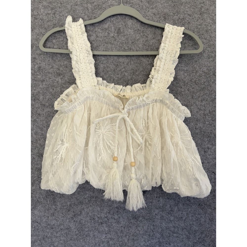 Miss Me Cropped Top Whimsi Fairy Music Festival Flowy Boho Size Small EUC Airy